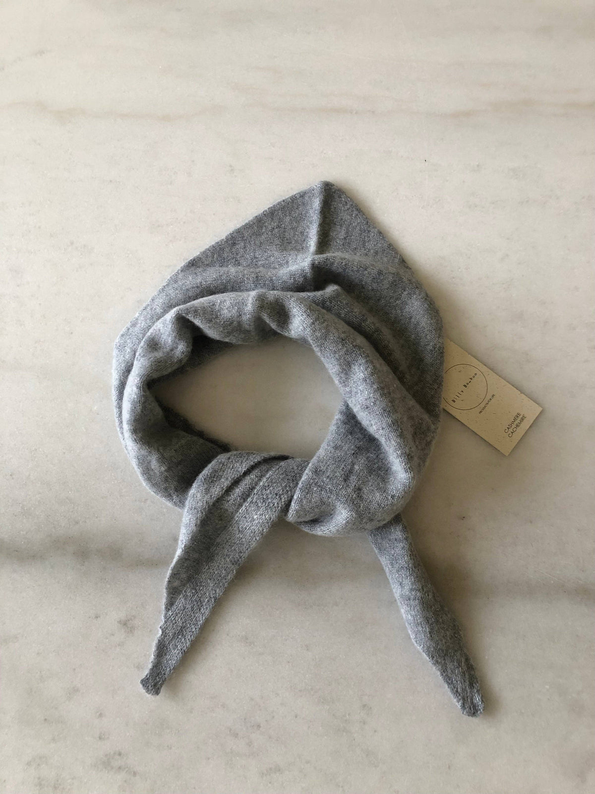 CASHMERE CRAVAT SCARF: Light Grey Melange