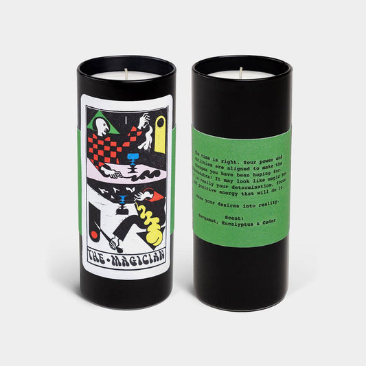Tarot Candle, Magician -  6" Tall & 60 Hr, Bergamot & Cedar