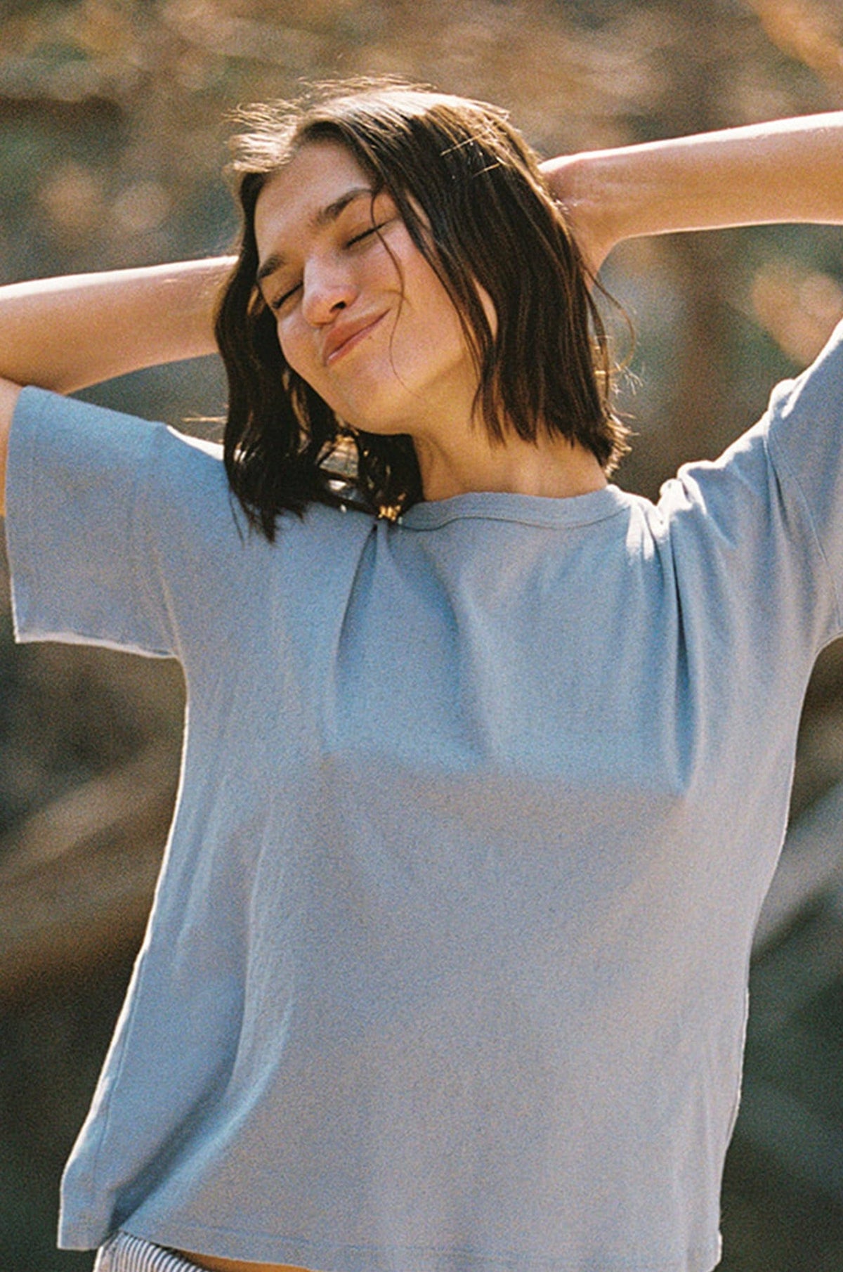 Petit Pointelle Tee: Bleu
