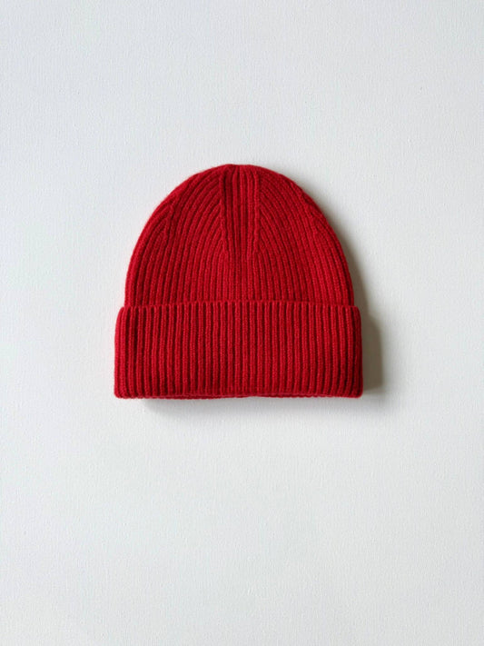 MERINO WOOL EVERYDAY BEANIE: Red Coral