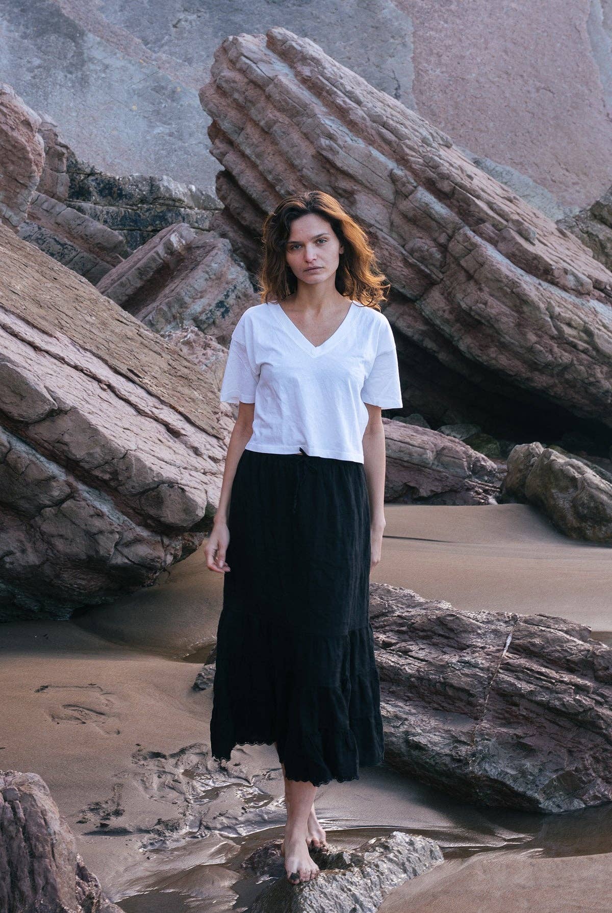 Tissue Linen Skirt: Noir