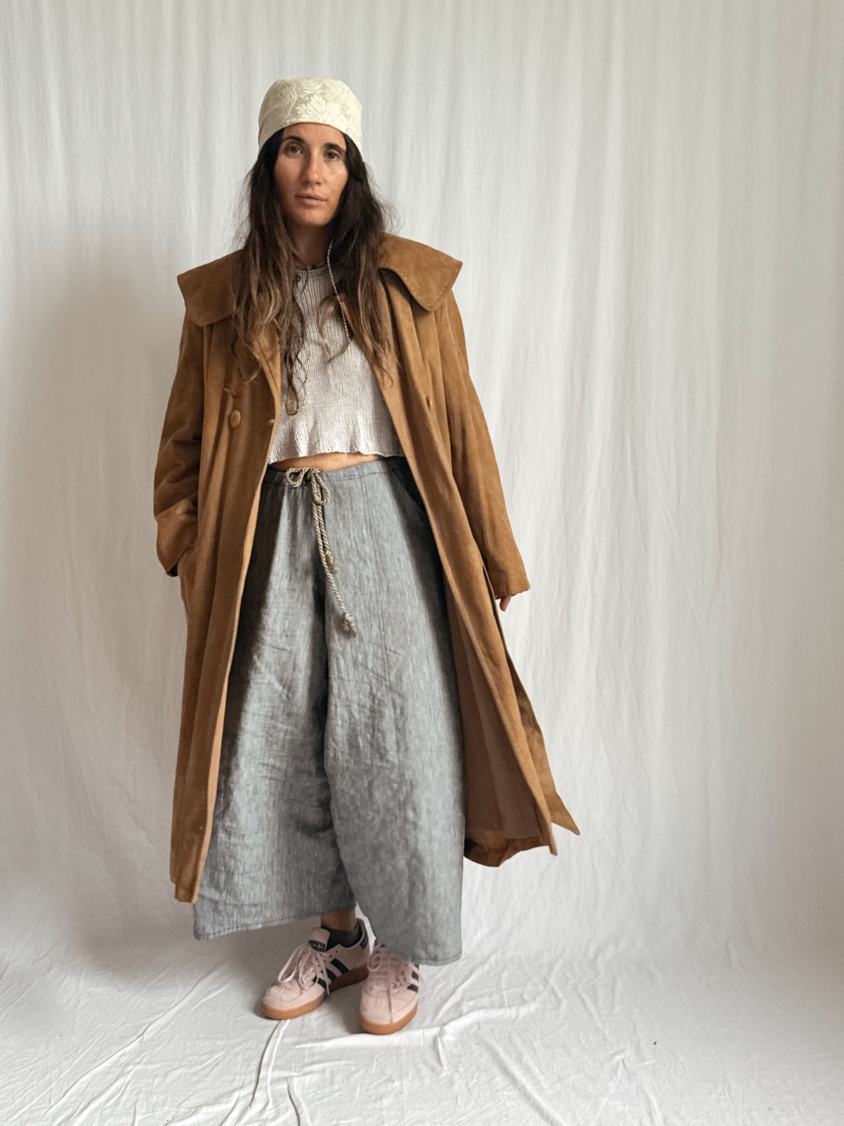 Long suede trench