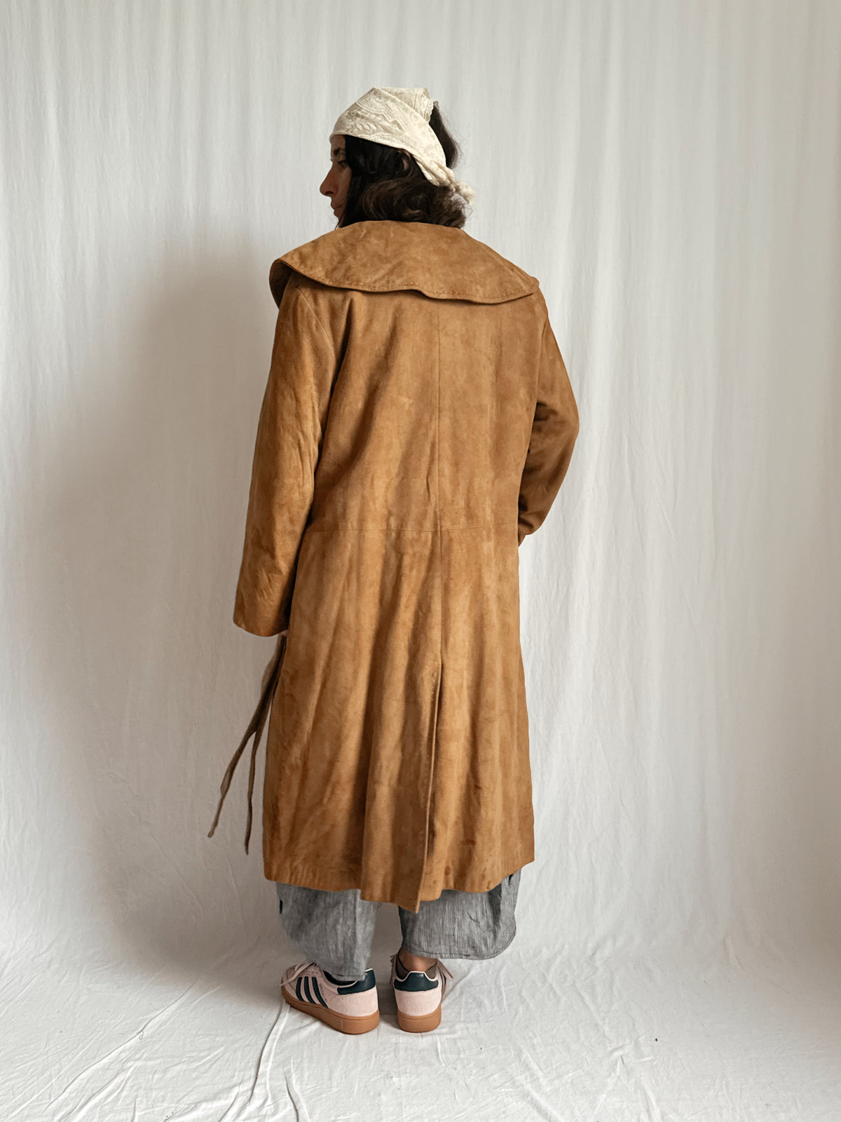 Long suede trench