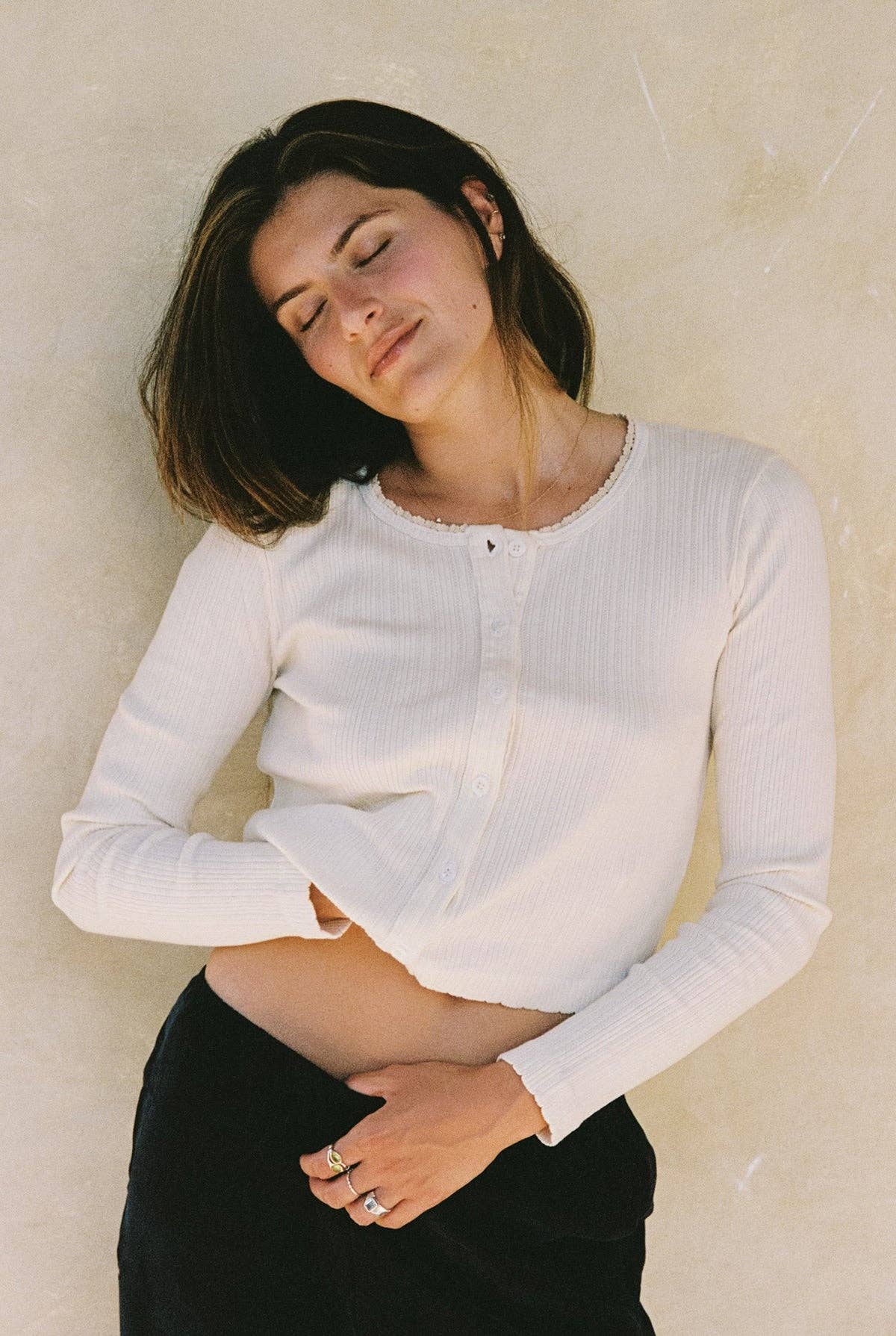 Posie Pointelle Cardigan: Natural