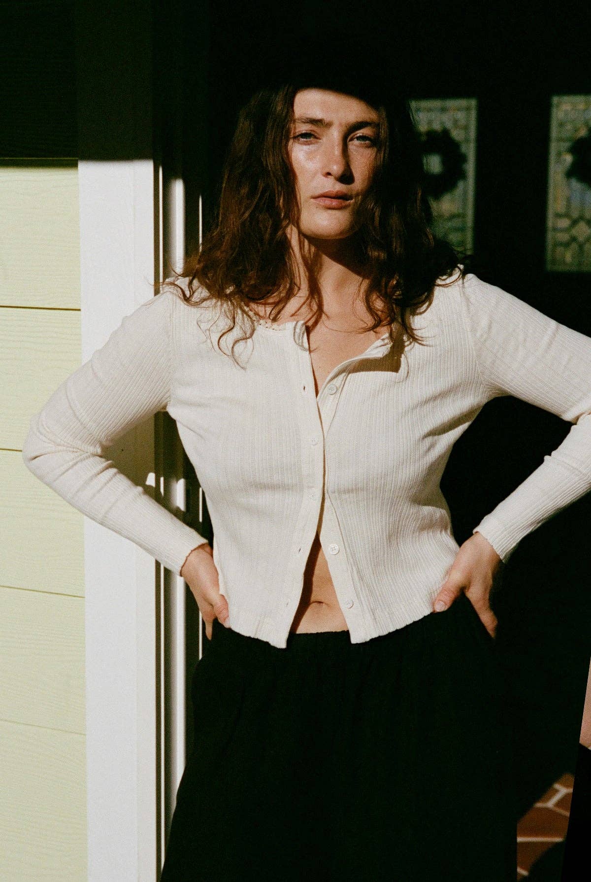 Posie Pointelle Cardigan: Natural